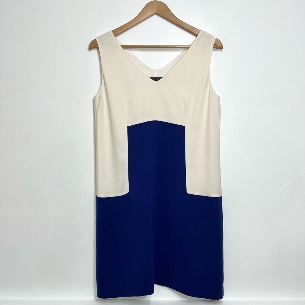 Tara Jarmon V-Neck Sleeveless Colourblock Shift Dress Size 38